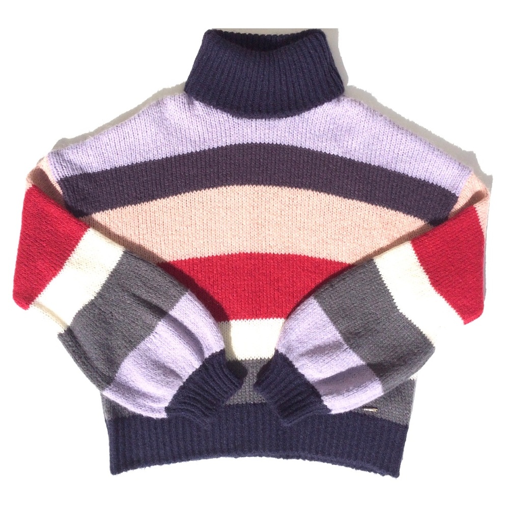 Ted Baker Sweater Mohair Striped Knit - Lilac size 4 US Large/12